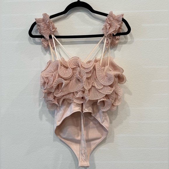 Free People Pink Ruffled Bodysuit - Picture 4 of 4